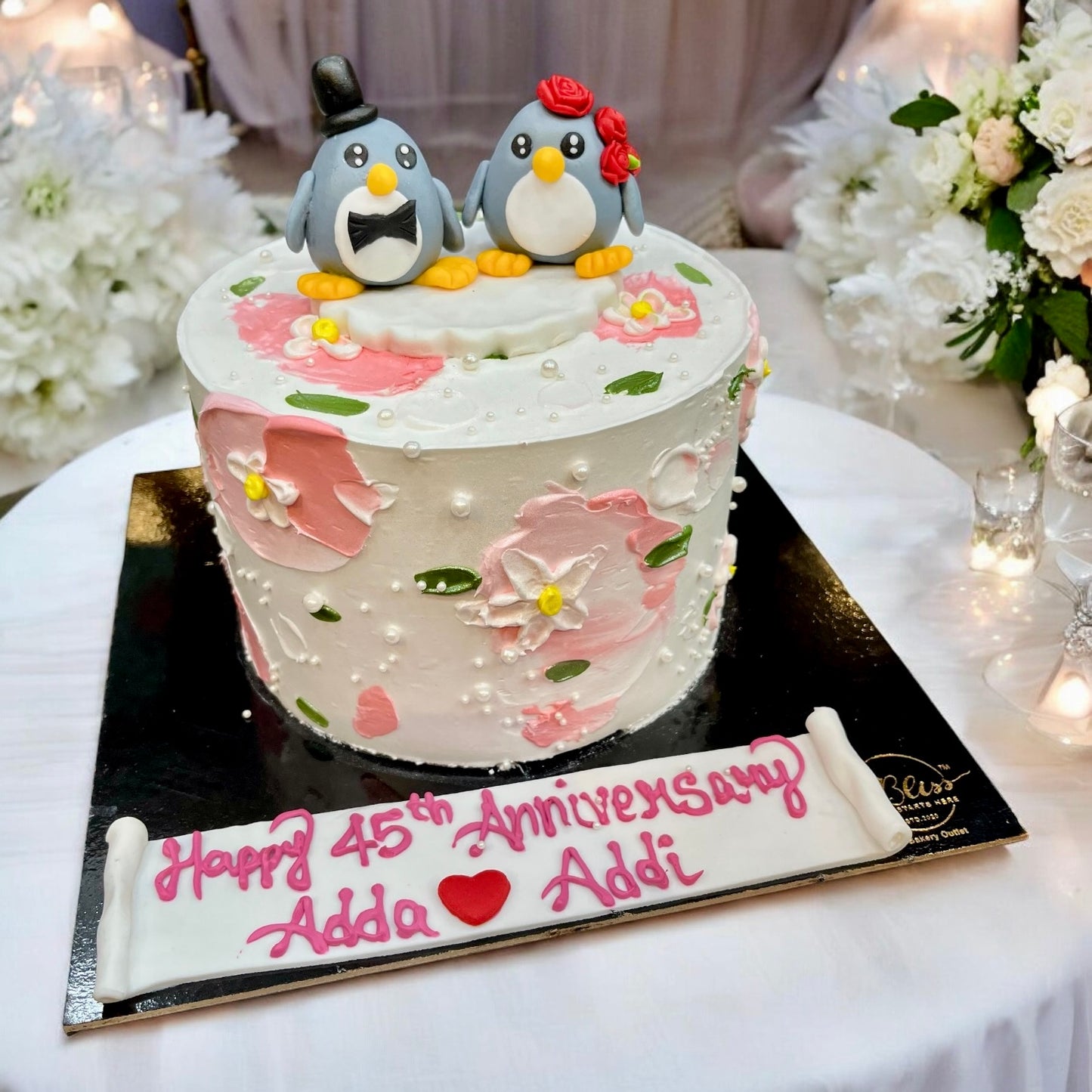 Penguin Couple 45th Anniversary Cake