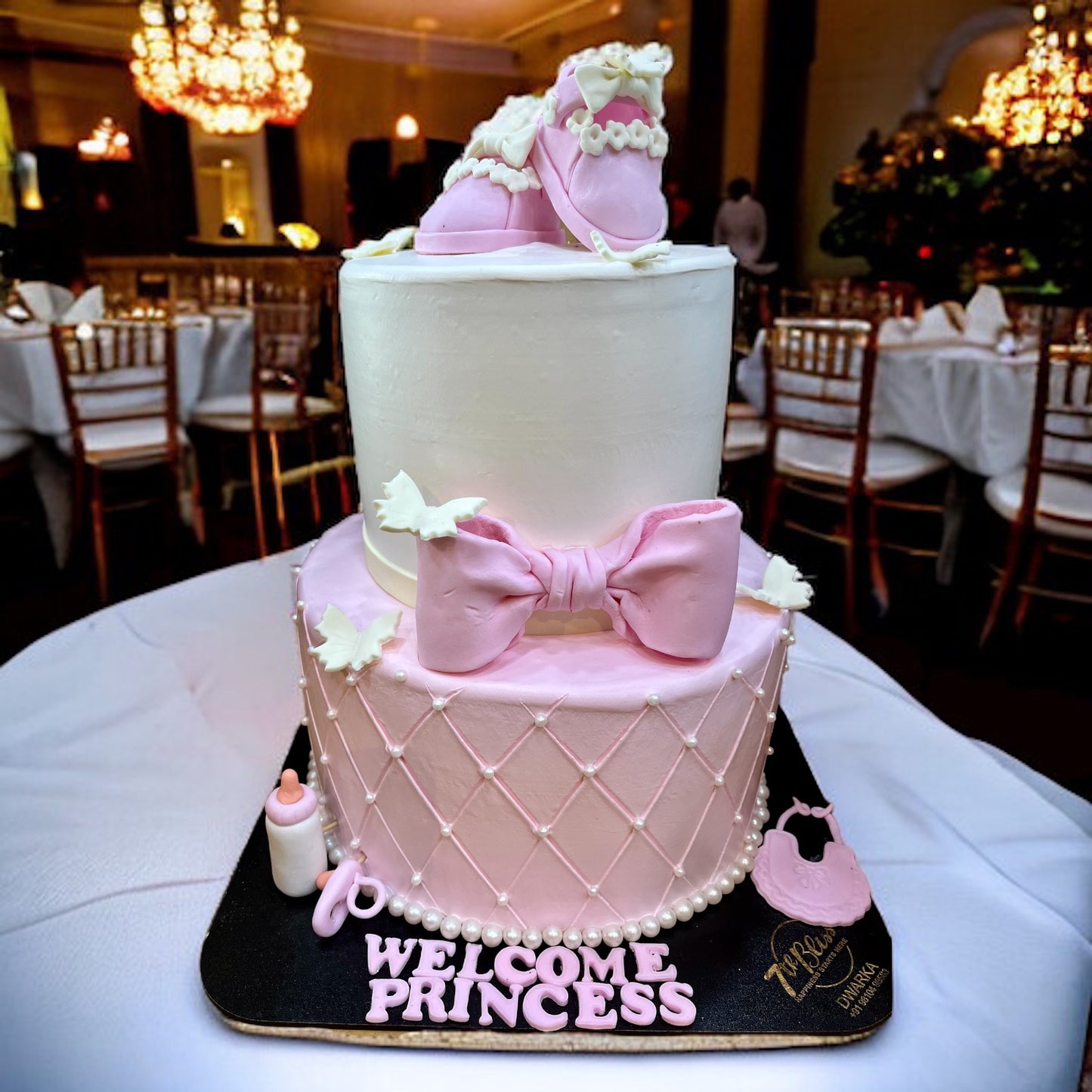 Pink Baby Shoes Welcome Princess Cake