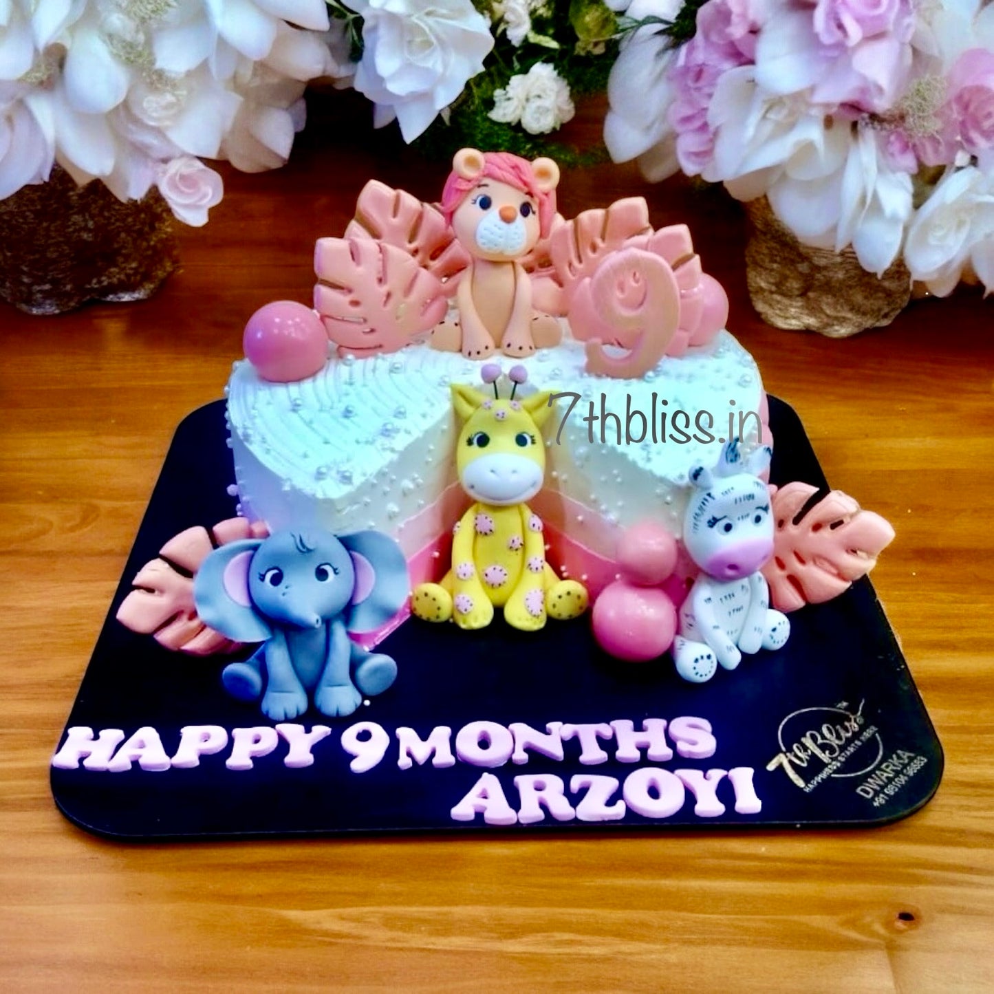 Safari Animals 9 Months Cake
