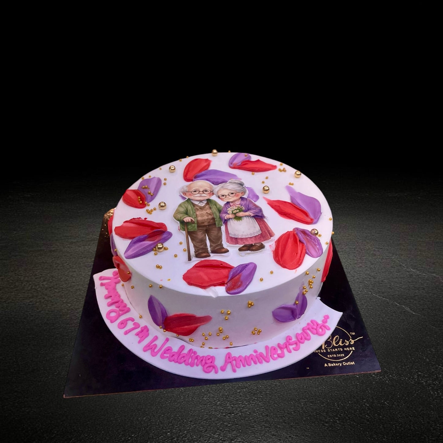 67th Anniversary Elderly Couple Cake