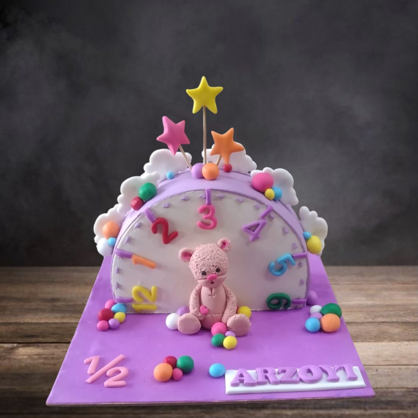 Clock Half Birthday Teddy Cake
