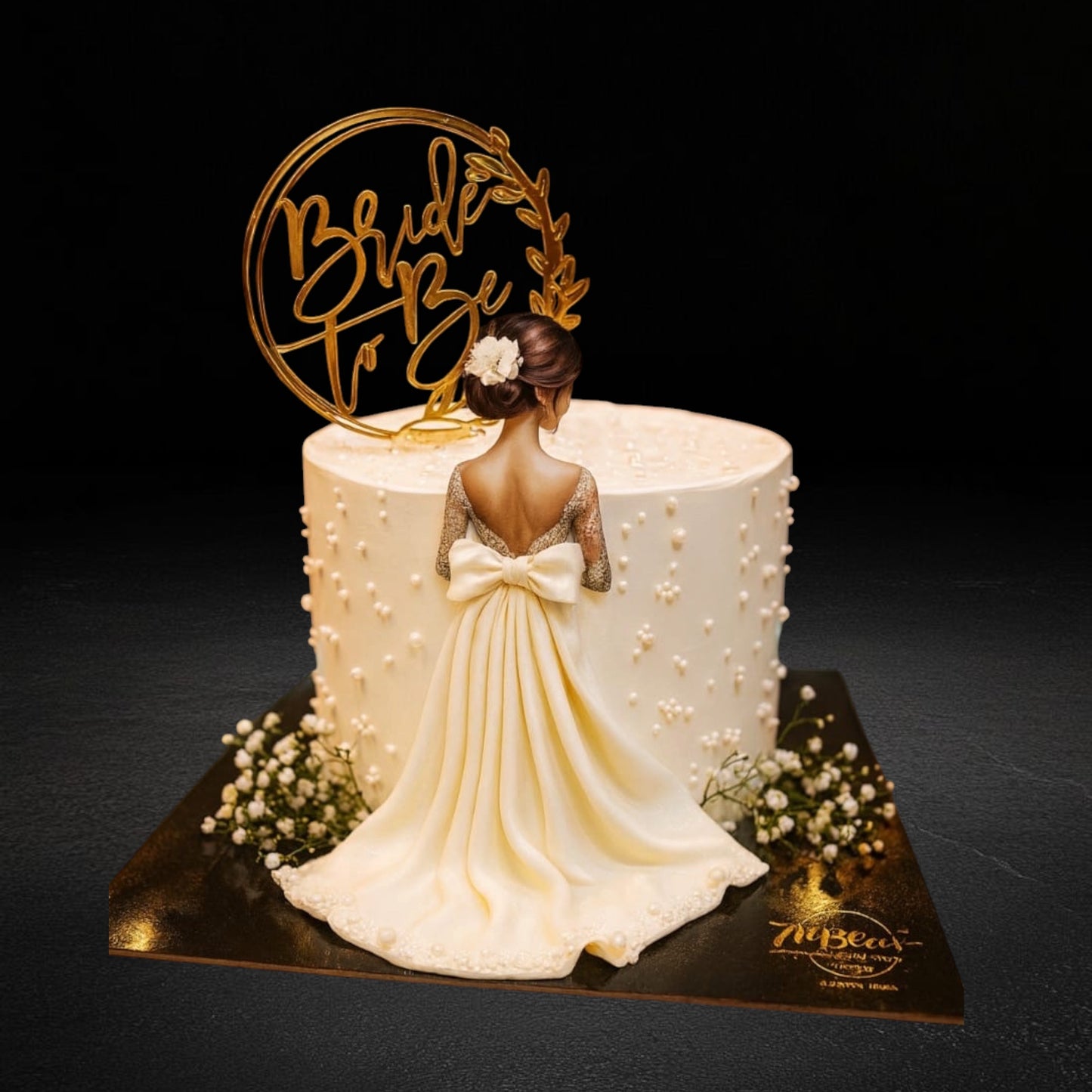 Pearl & Bow White Gown Cake