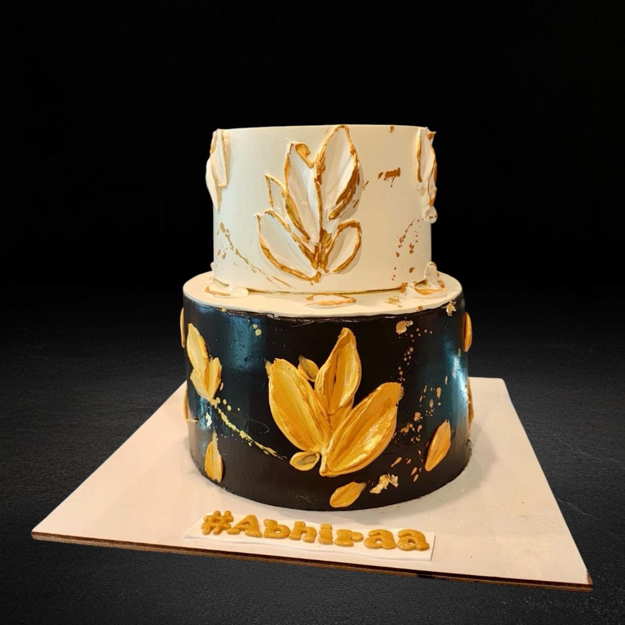 Luxury Black & Golden Tier Cake