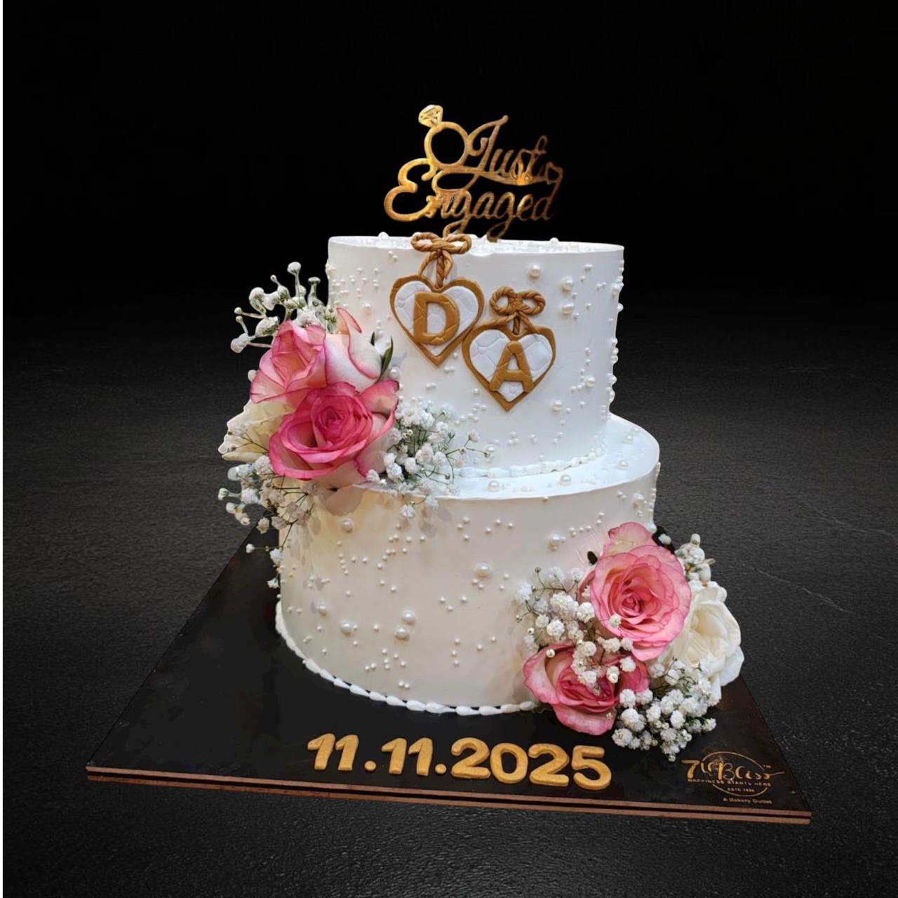 Just Engaged 2-Tier Cake with Roses