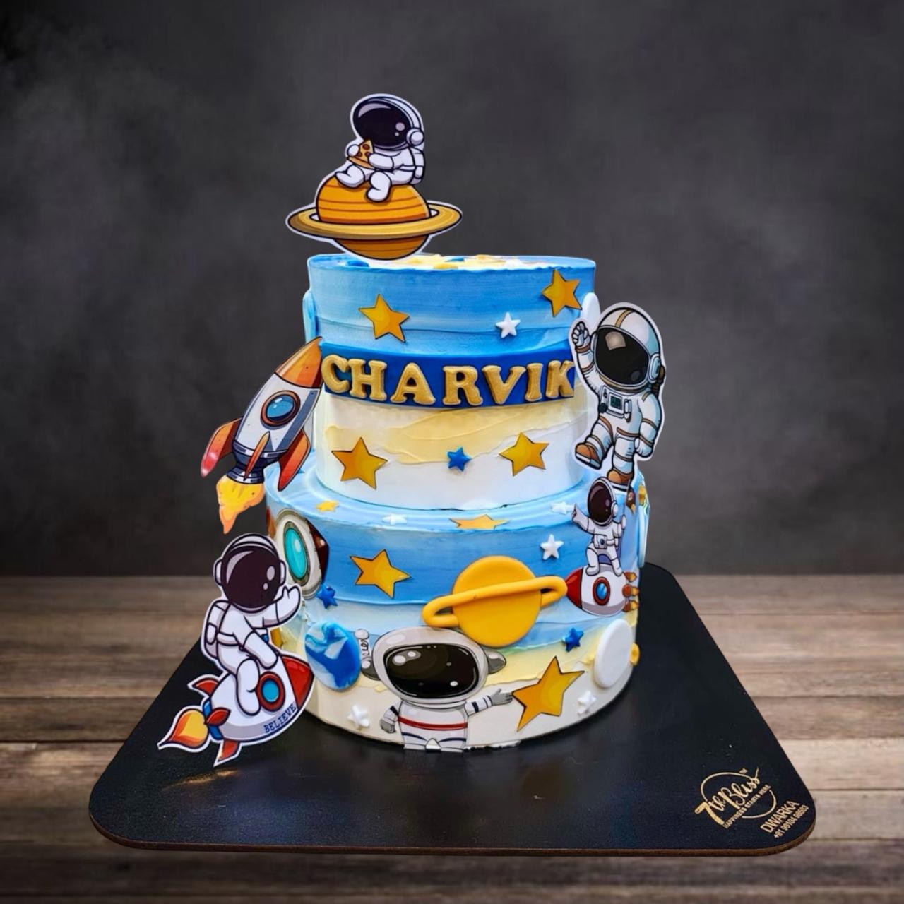 Astronaut Space Theme Tier Birthday Cake