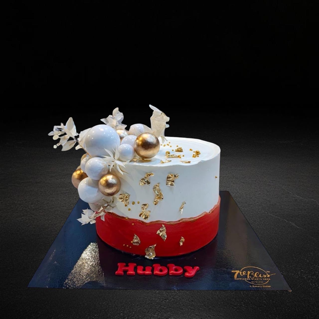 Red Gold Anniversary Cake
