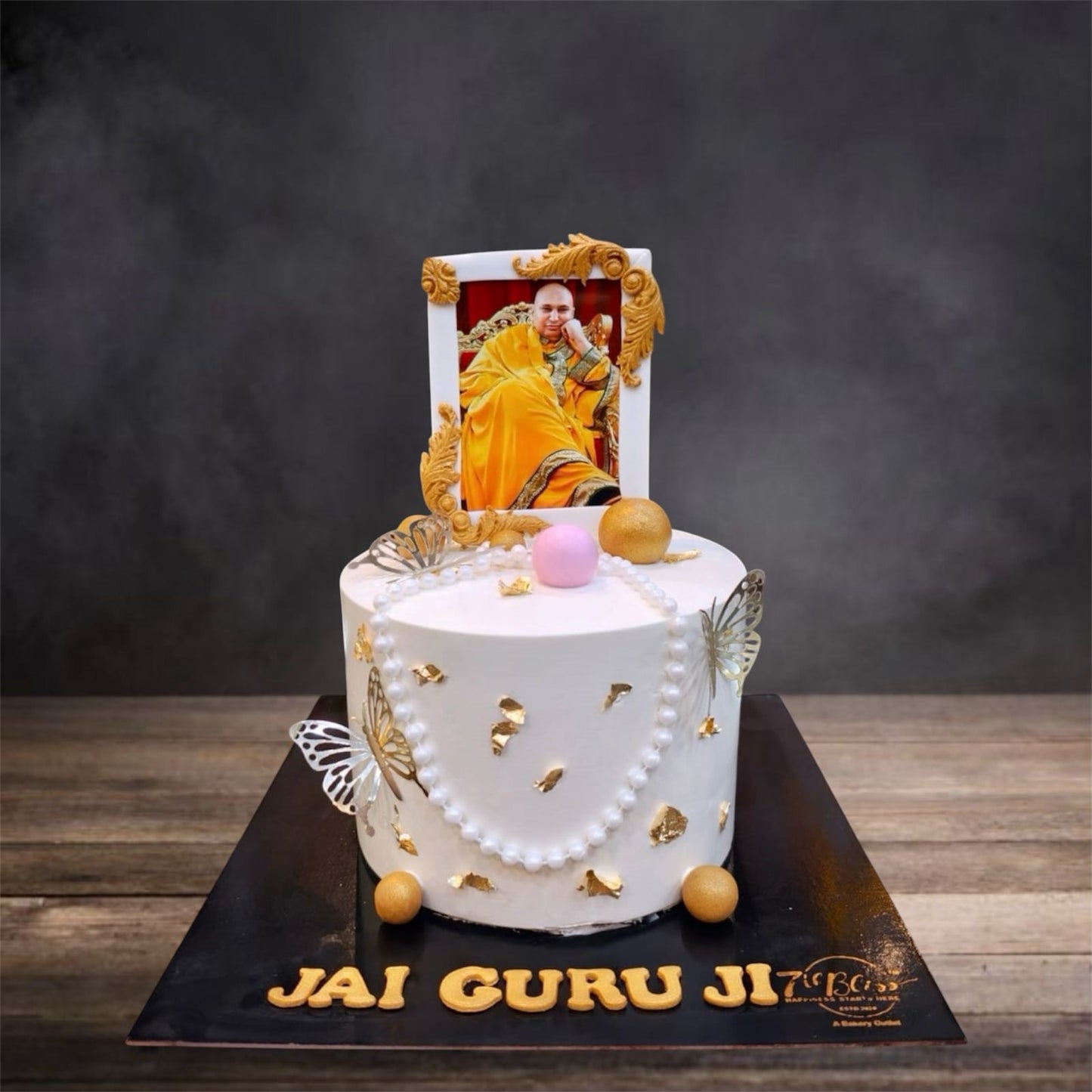 Jai Guru Ji Photo Frame Pearl Cake