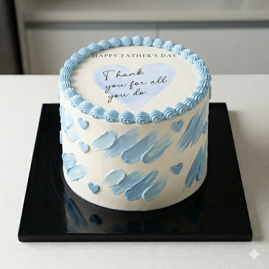 Blue Brushstroke Father's Day Picture Cake