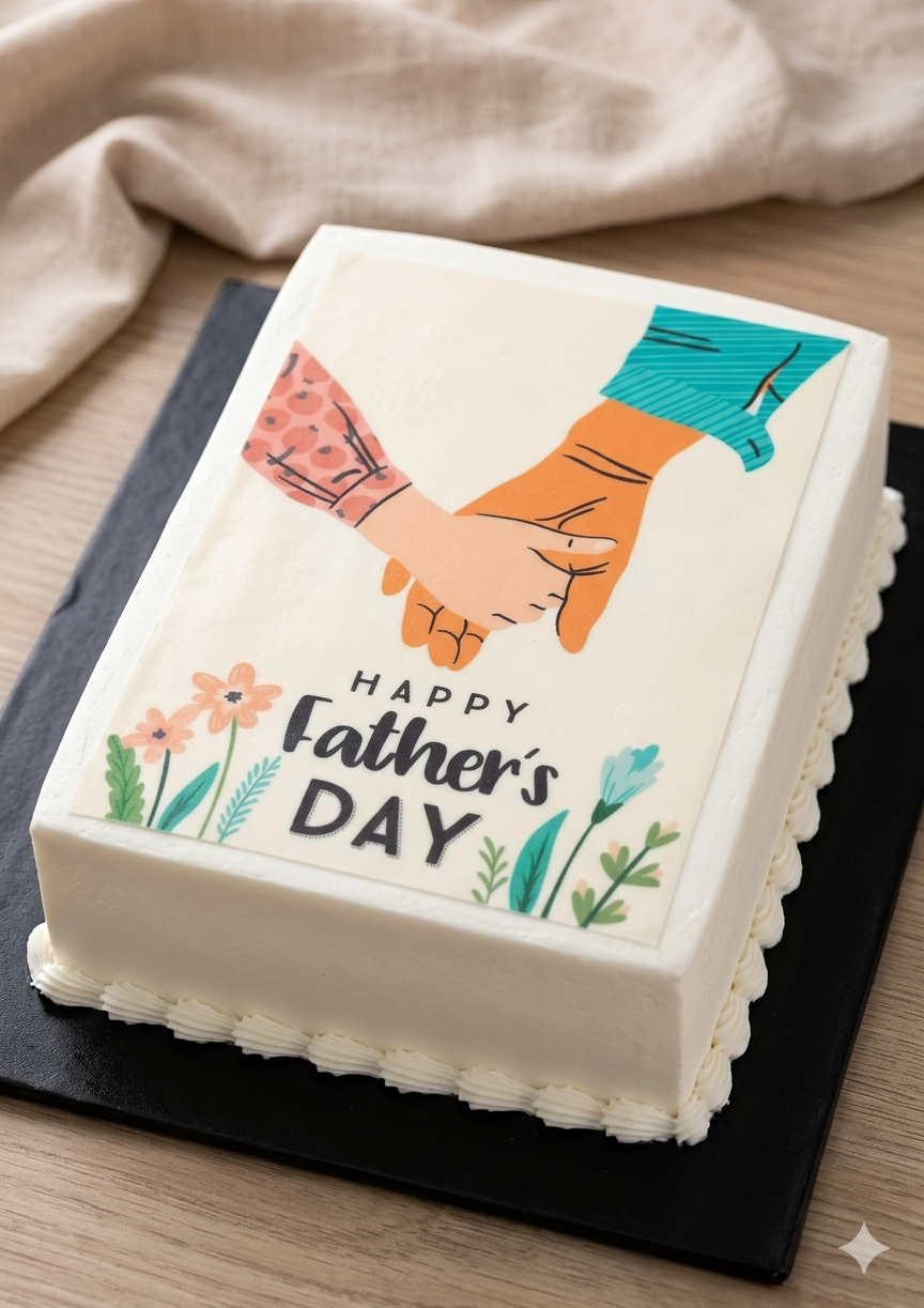 Hand in Hand Father's Day Picture Cake
