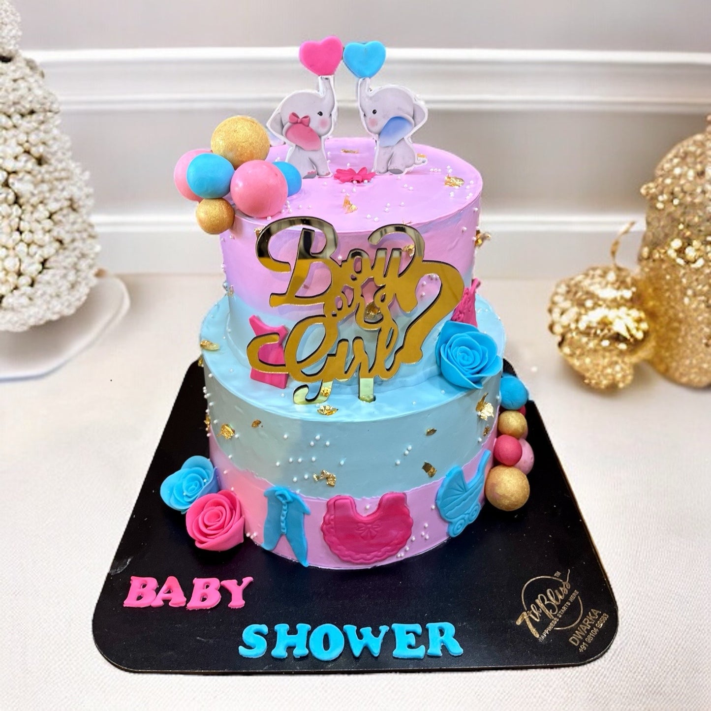Elephant Baby Shower Tier Cake