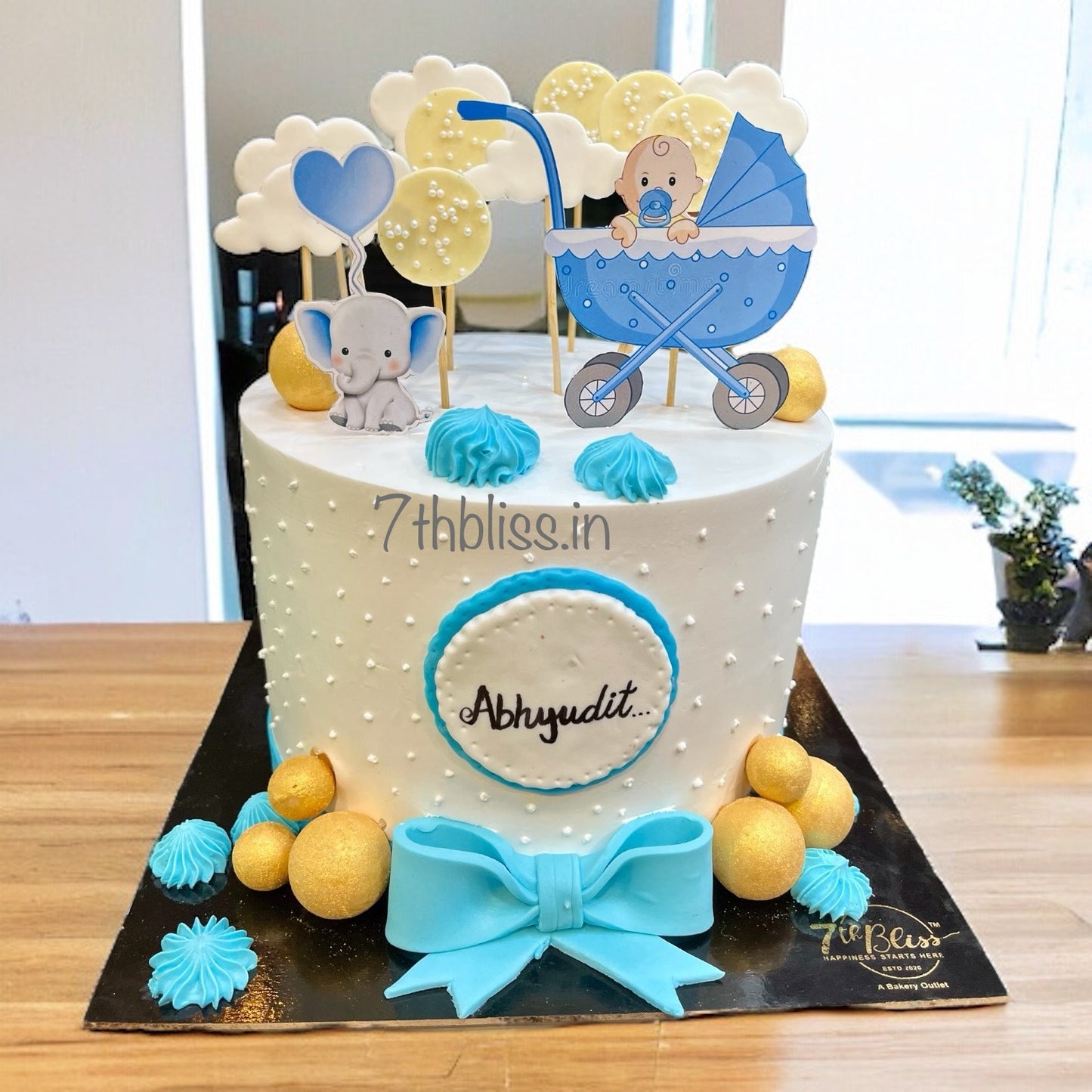 Elephant Pram Welcome Baby Cake