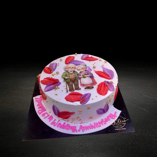 67th Anniversary Elderly Couple Cake