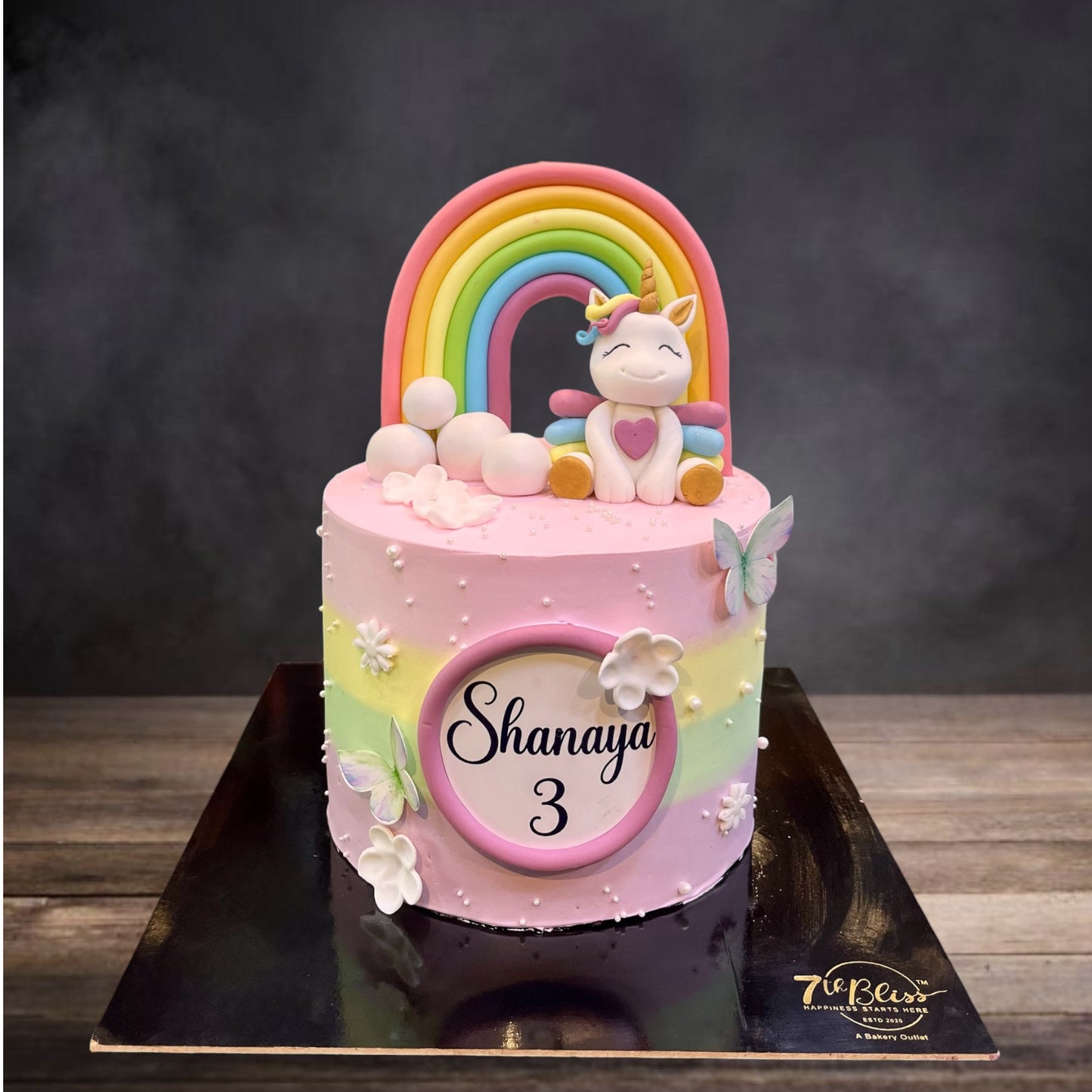 Unicorn Rainbow 3rd Birthday Cake