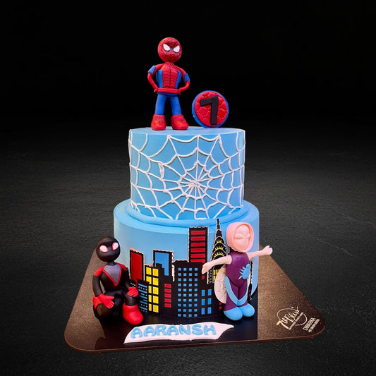 Spider-Verse 2-Tier Birthday Cake