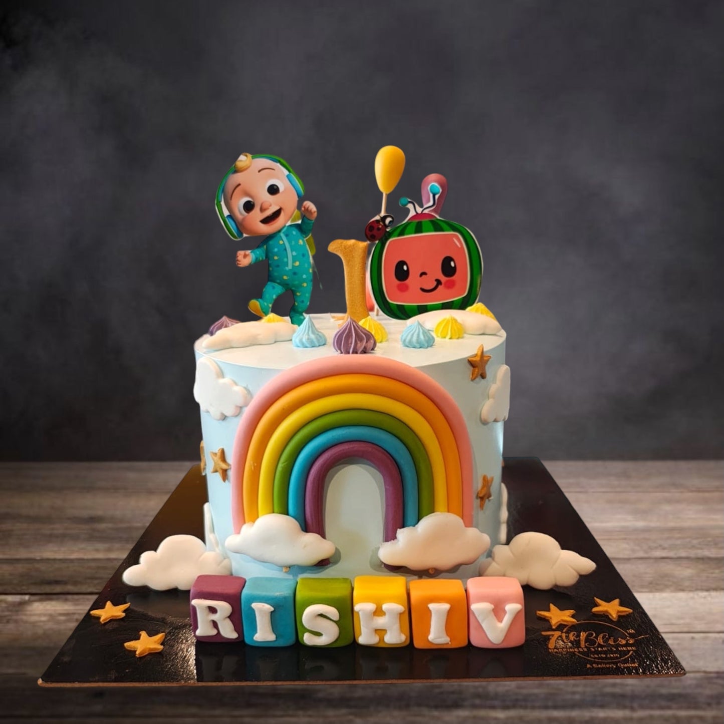 Cocomelon Rainbow Cake with Name Blocks