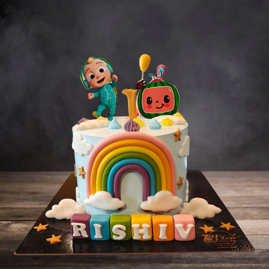 Cocomelon Rainbow Cake with Name Blocks