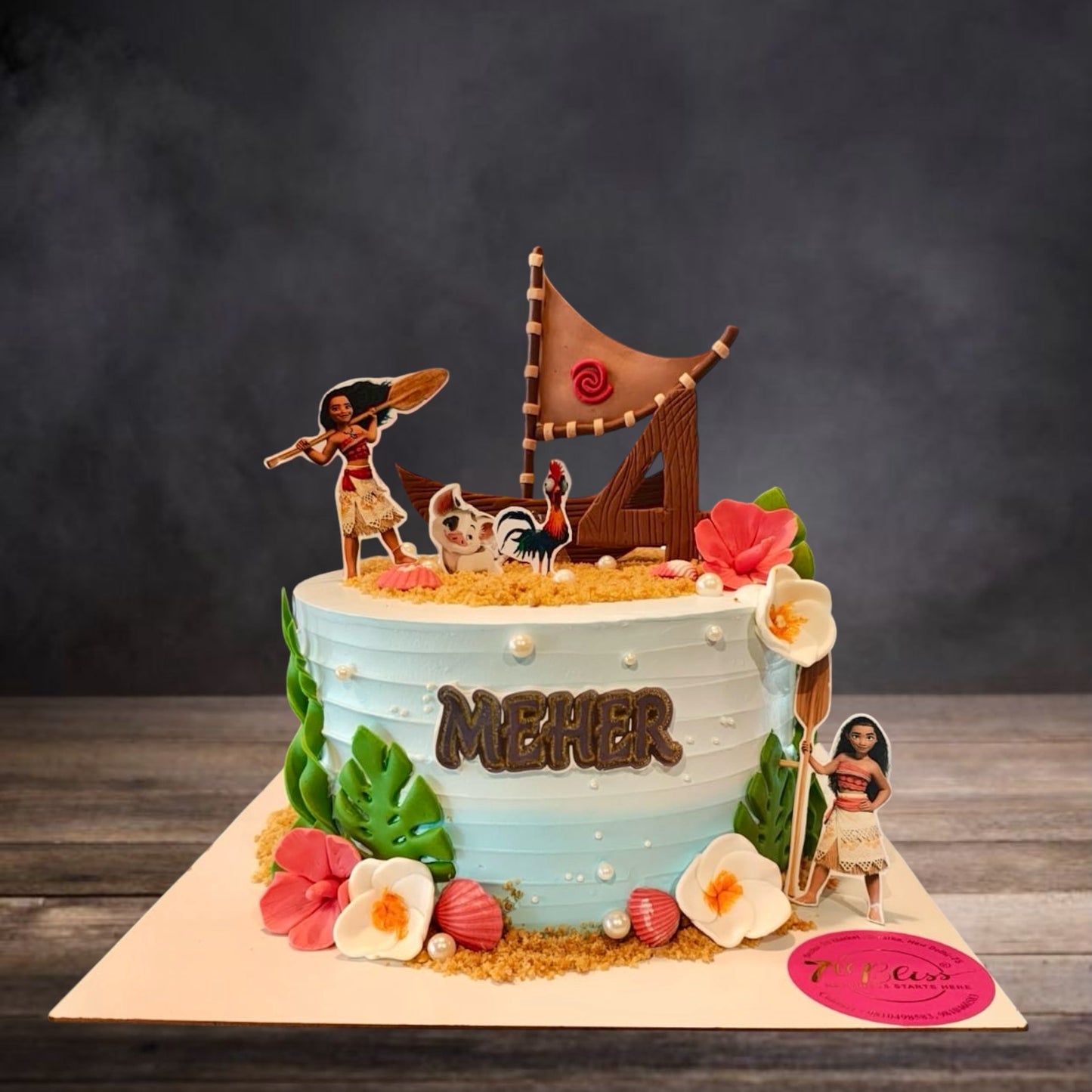Moana Ocean Cake with Boat Topper