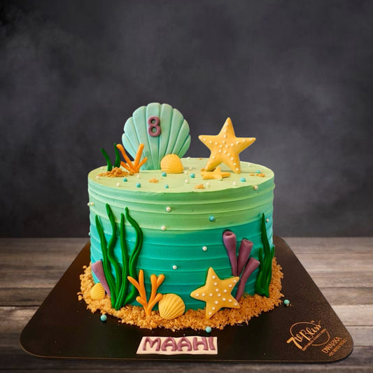 Under the Sea Mermaid Shell Starfish Cake