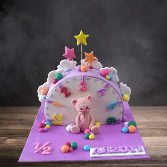 Clock Half Birthday Teddy Cake