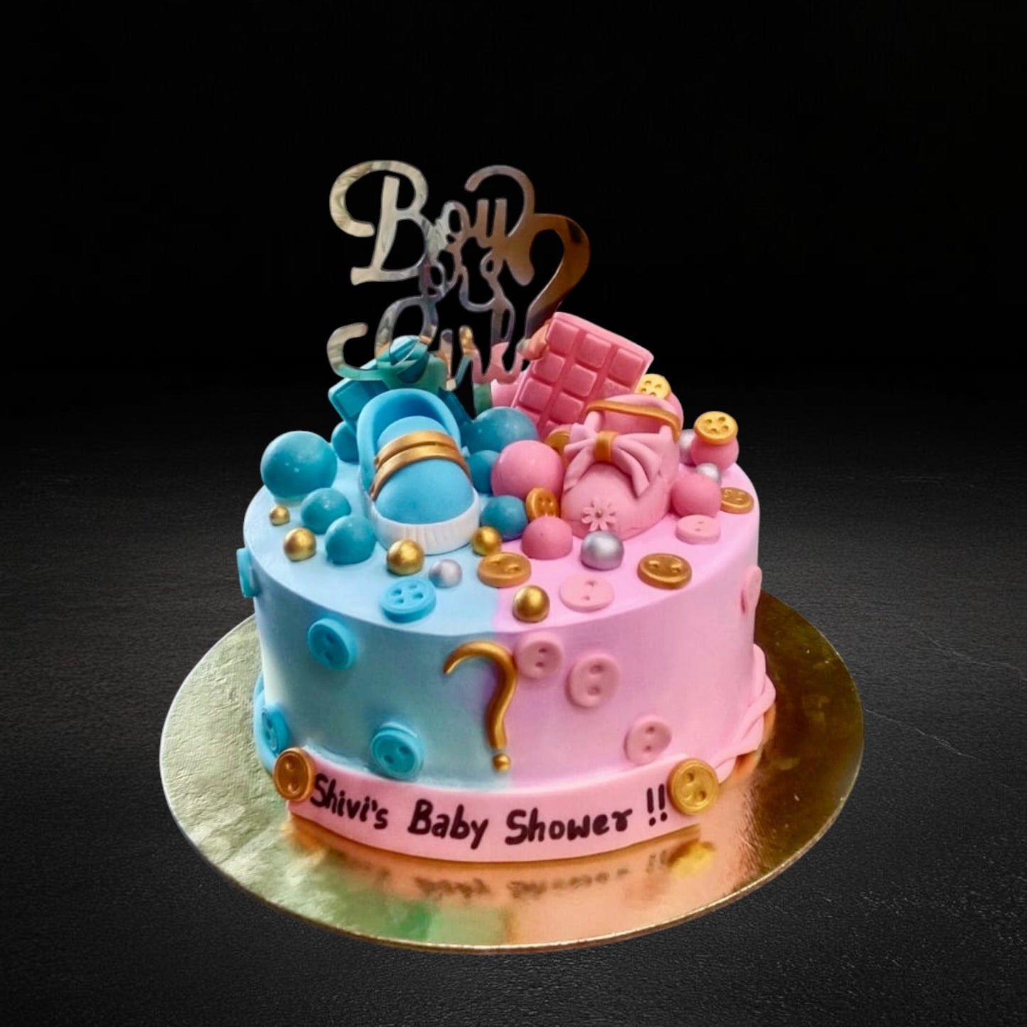 Pink Blue Split Baby Shower Cake