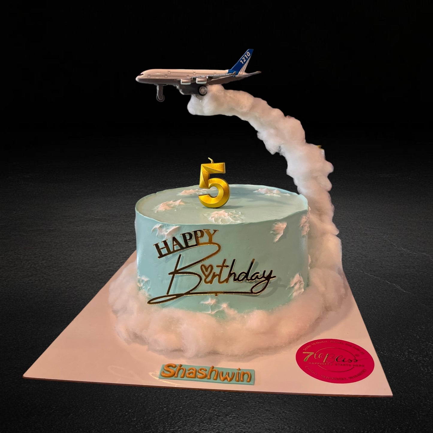 Flying Airplane Cake with Cotton Clouds