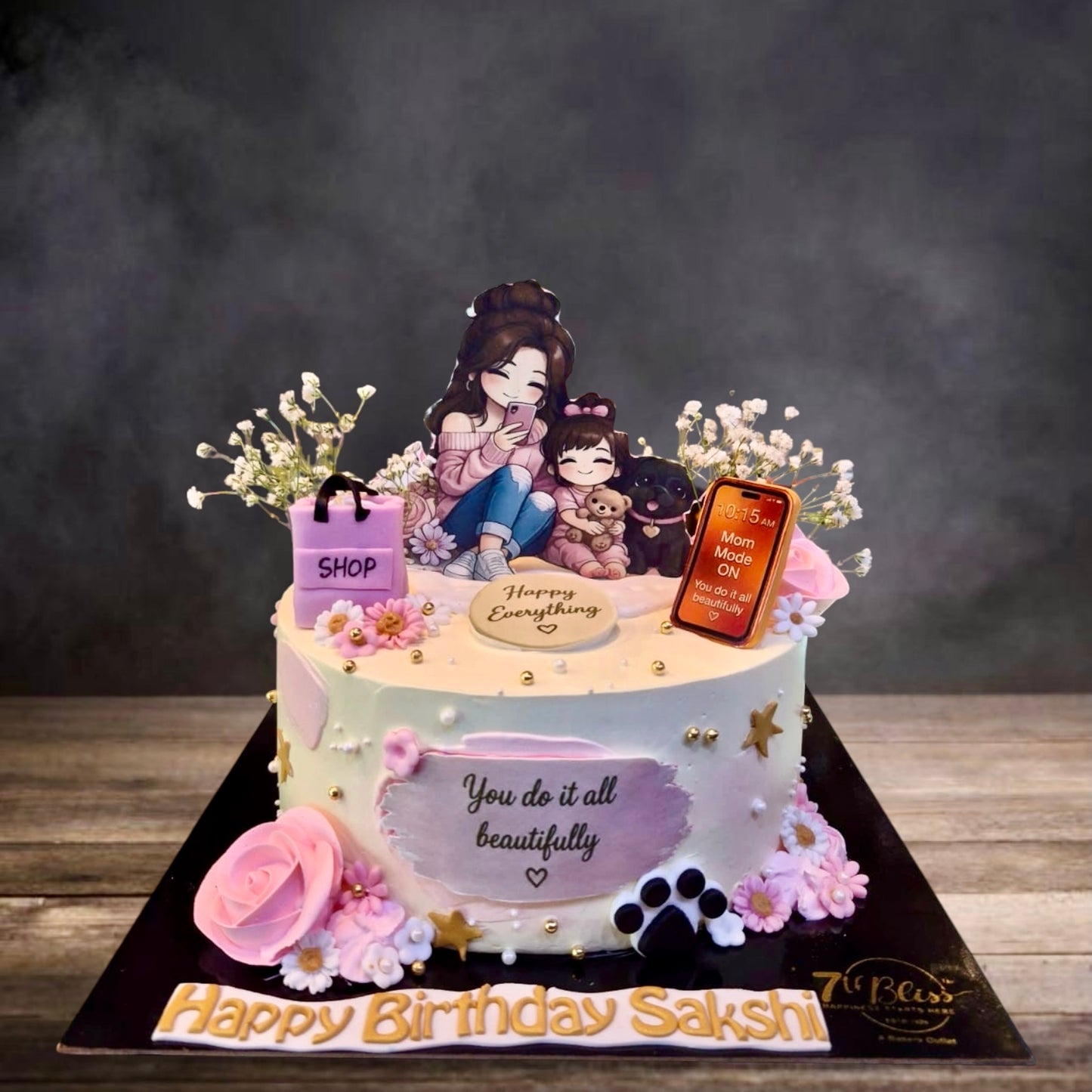 Shopping Phone Dog Theme Cake for Moms