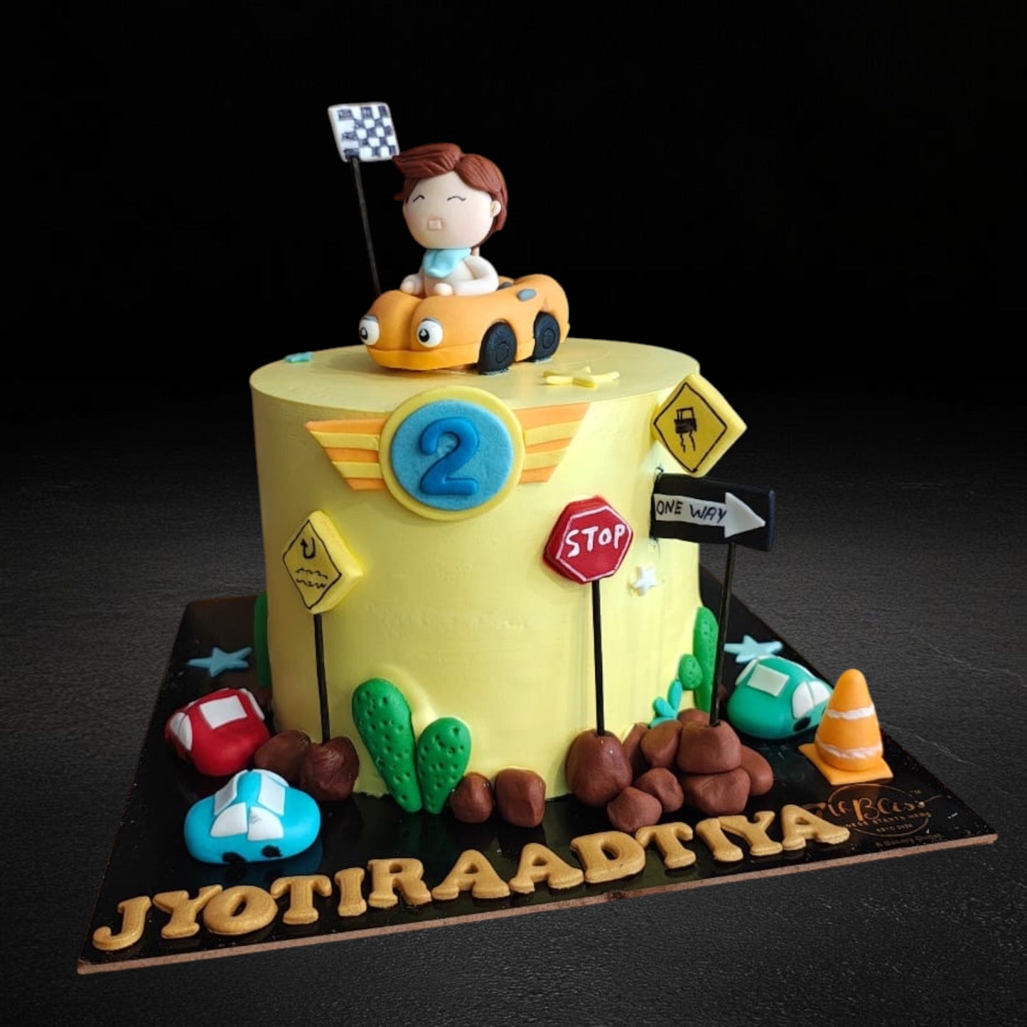 Car & Road Signs 2nd Birthday Cake