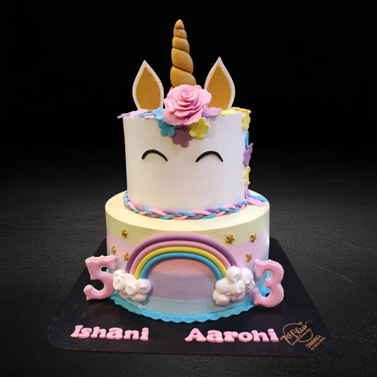 Unicorn Rainbow 2-Tier Cake