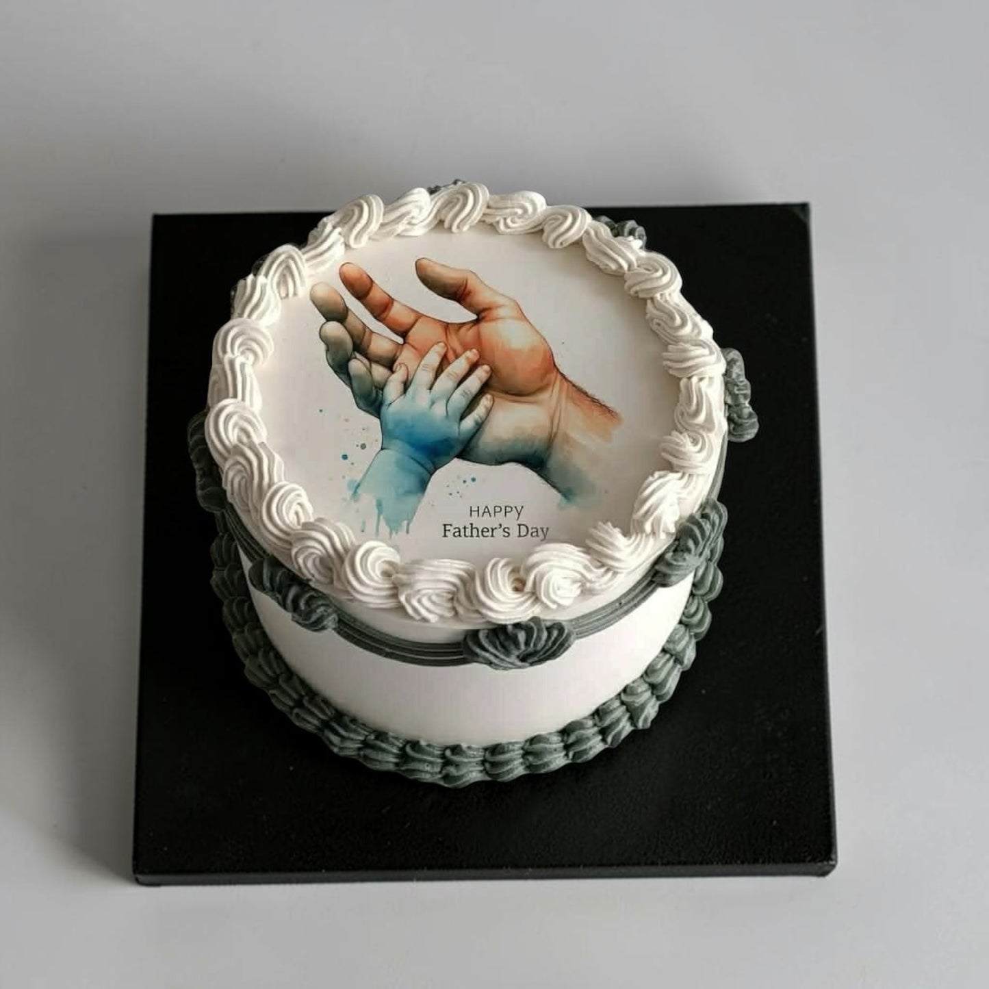 Dad Baby Hands Father's Day Cake