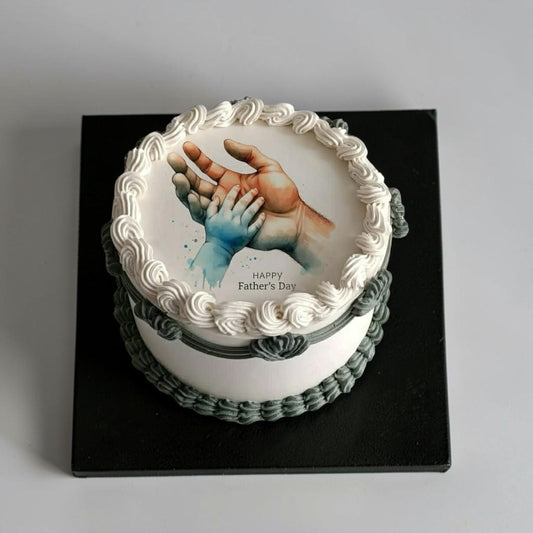 Dad Baby Hands Father's Day Cake