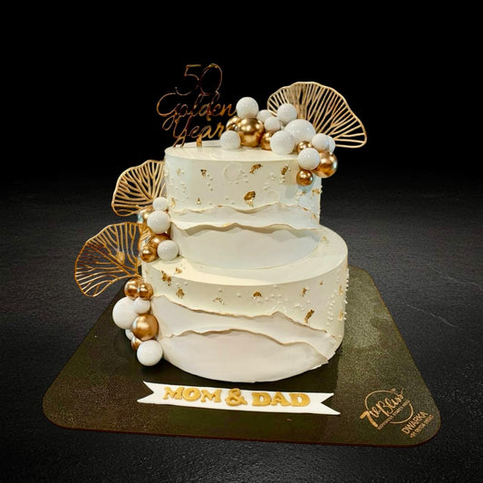 50th Anniversary Golden Jubilee Tier Cake