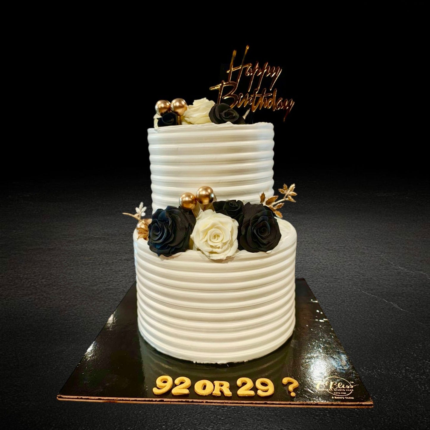 Forever 29 Monochrome Tier Cake