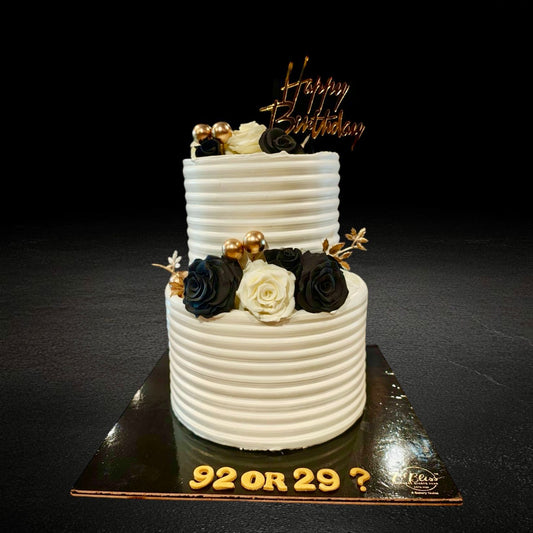 Forever 29 Monochrome Tier Cake