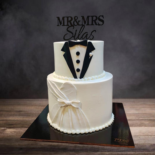 Mr & Mrs Wedding Couture Cake