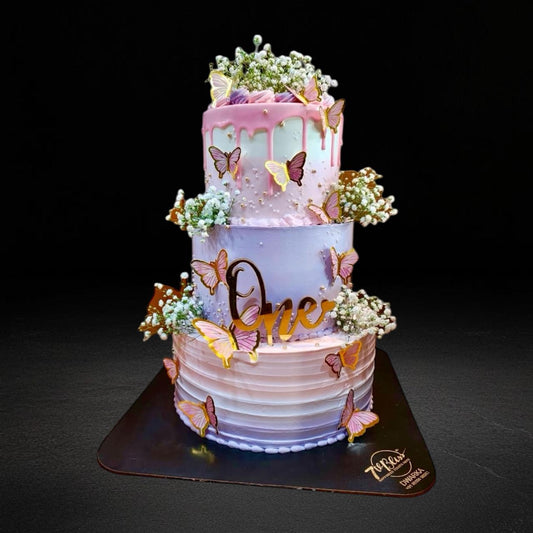 Butterfly Bliss 1st Birthday Cake