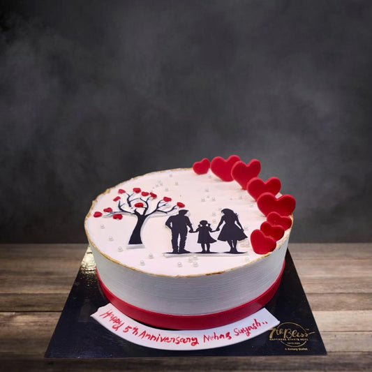 Family Silhouette Anniversary Cake