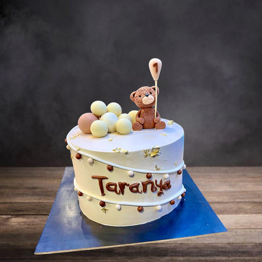 Teddy Bear Cinnamon 1st Birthday Cake