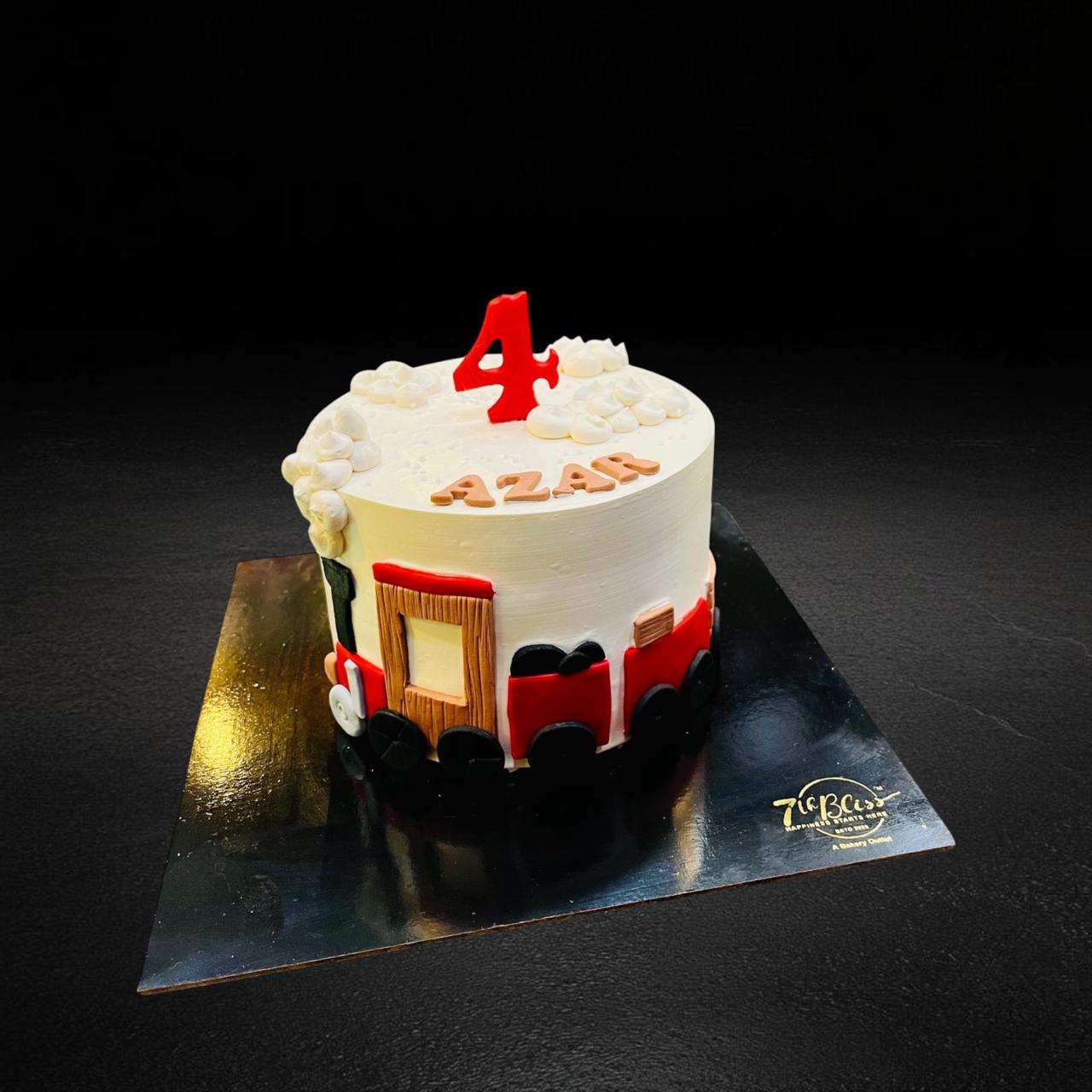 Red Train Theme Birthday Cake
