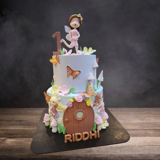 Enchanted 3D Fairy Garden 1st Birthday Cake