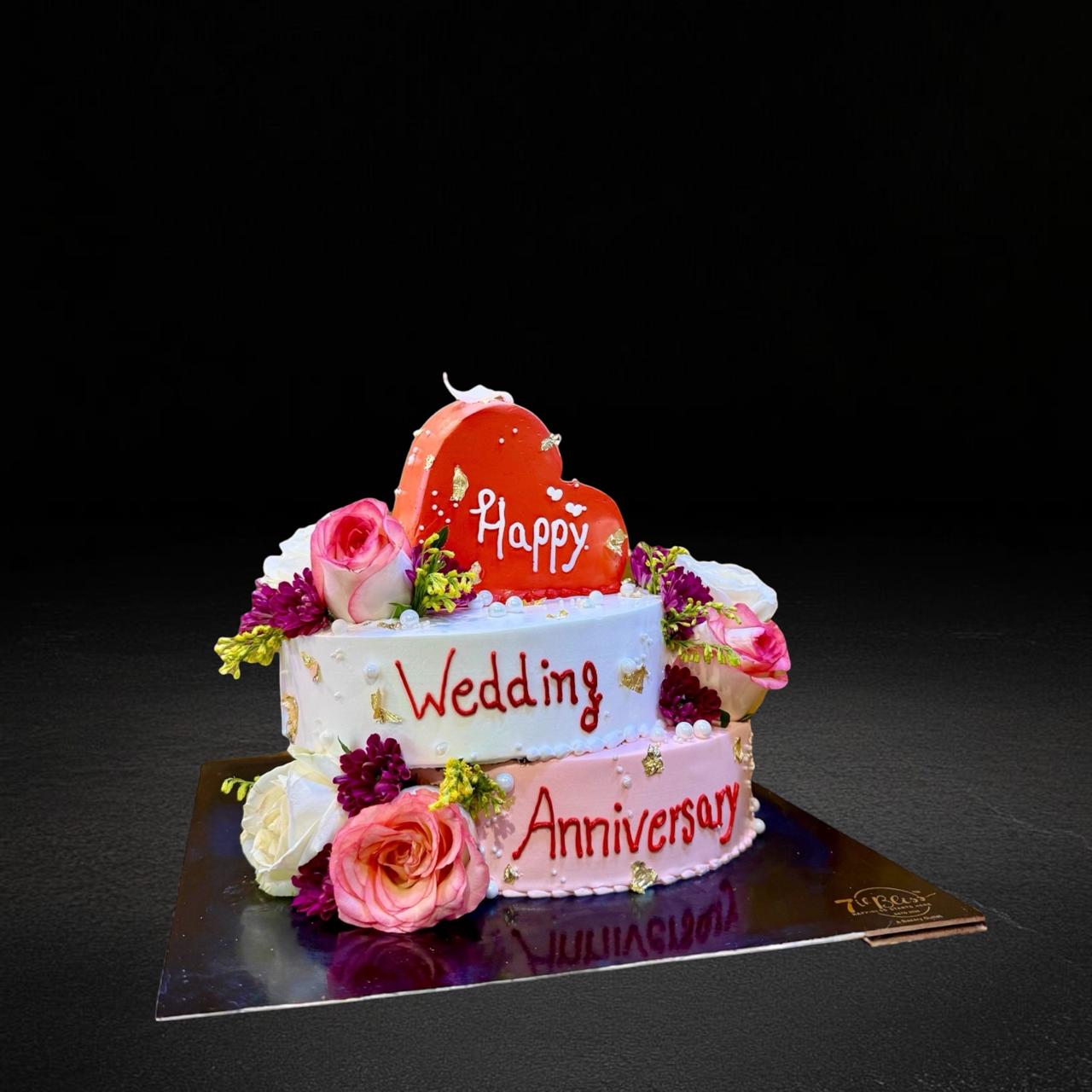 Stacked Floral Anniversary Cake