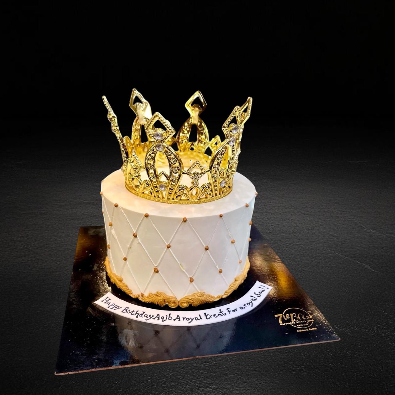 Golden Crown Quilted  Birthday Cake
