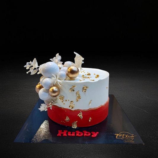 Red Gold Anniversary Cake