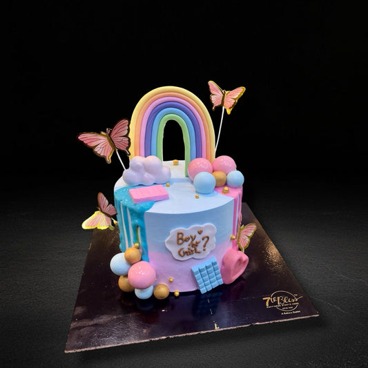 Rainbow Dripping Butterfly Baby Shower Cake
