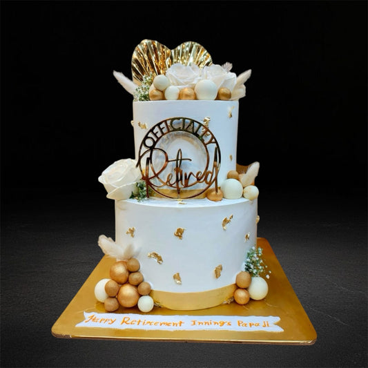 Officially Retired Gold Theme Tier Cake