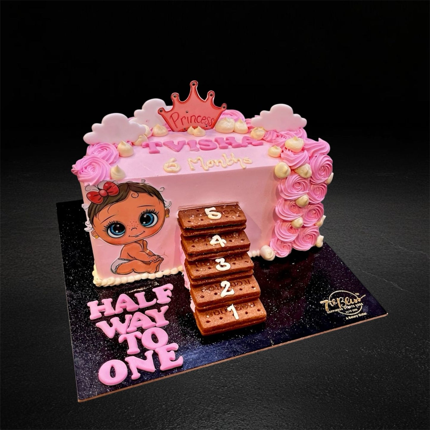 Half Birthday Staircase Cake for Girl