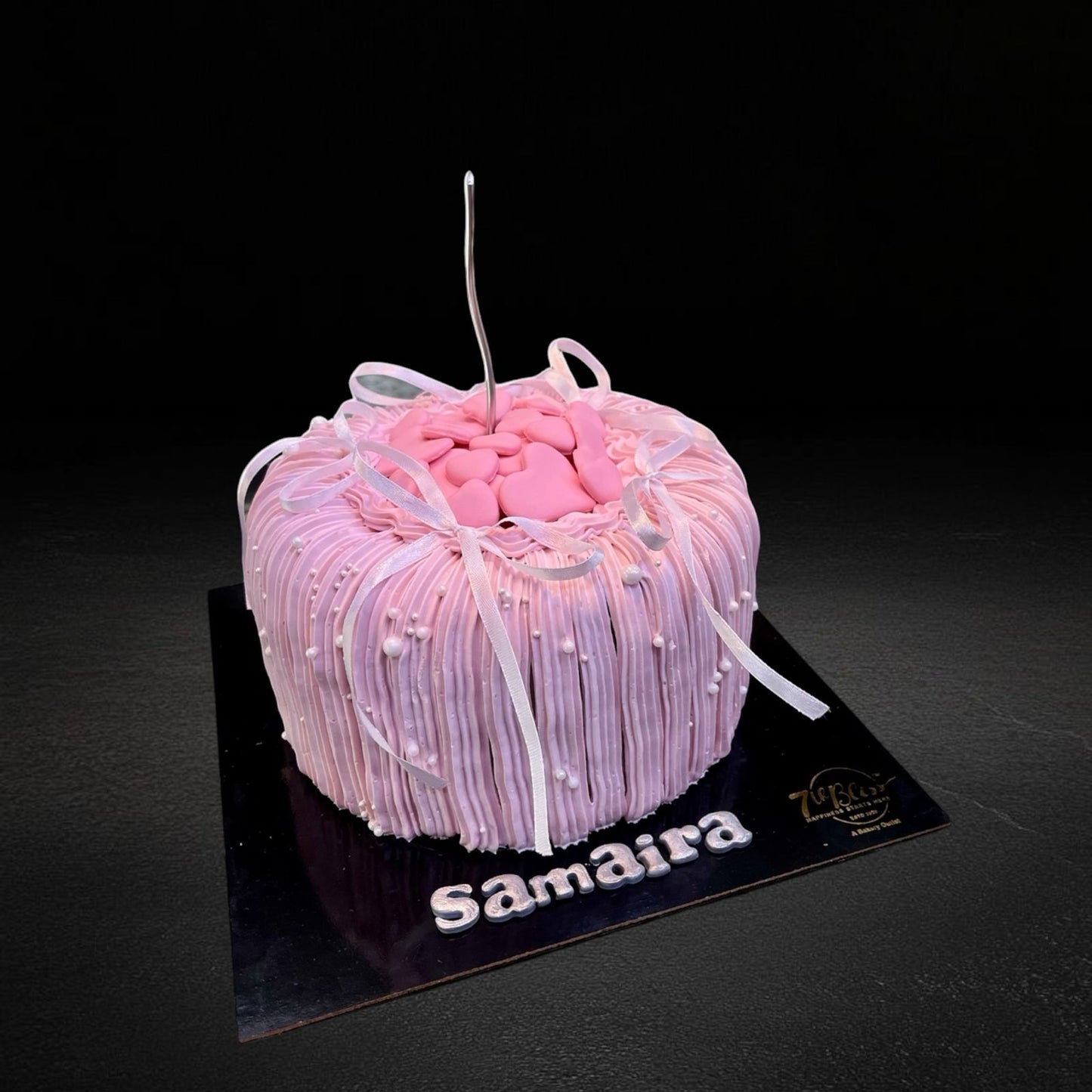 Pink Heart Tassel Ribbon Cake