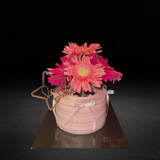 Real Gerbera Flower Pot Cake