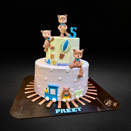 Teddy Bear Train Track Cake