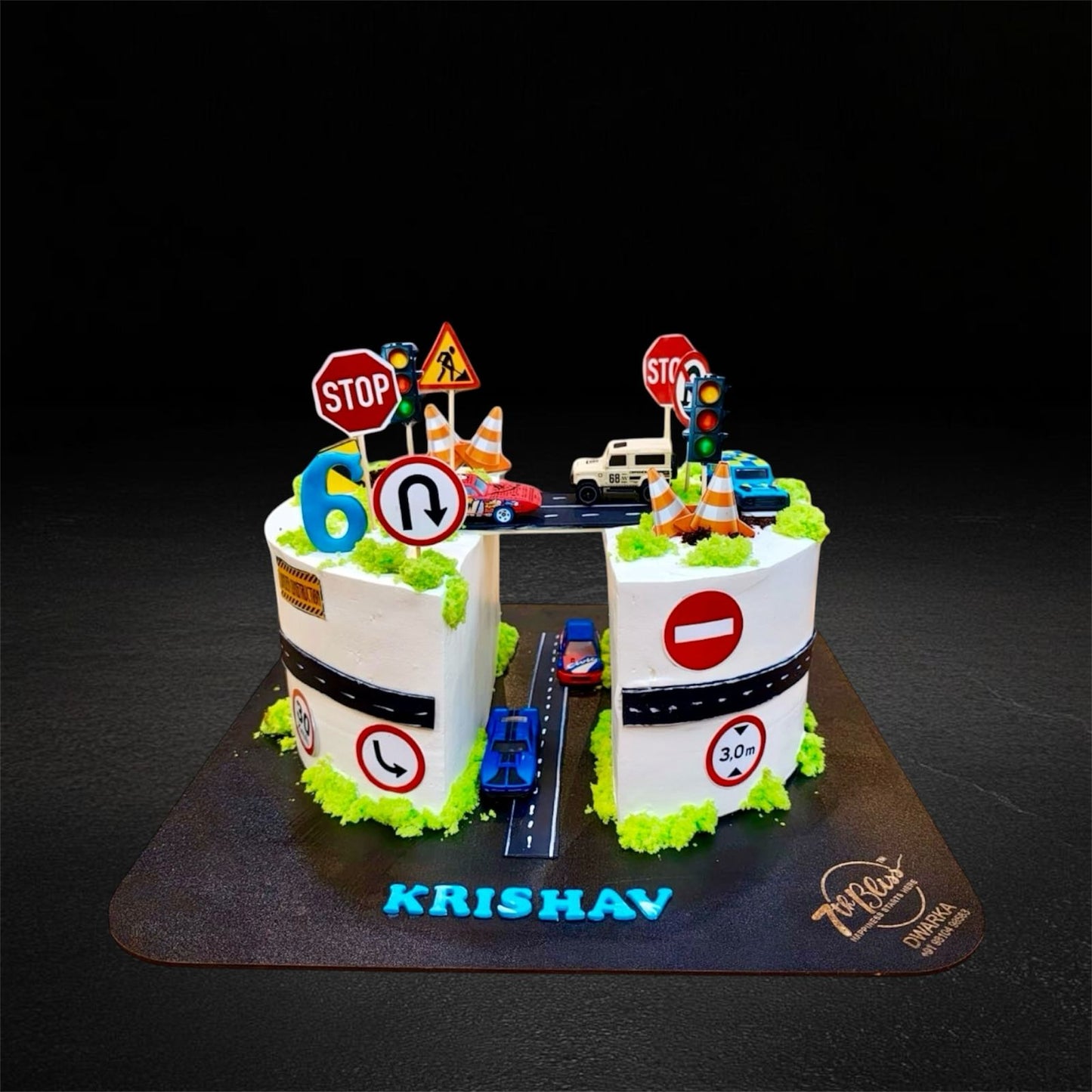 Twin Tunnel Traffic Theme Car Cake