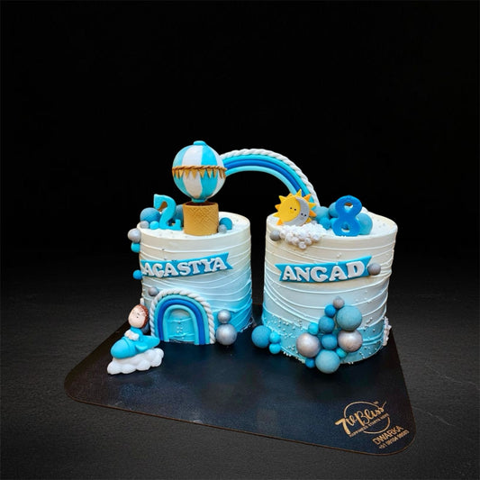 Rainbow Bridge Twin Boys Cake
